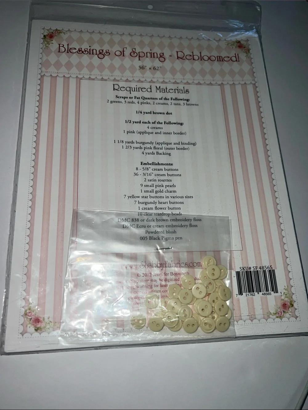 Blessings of Spring Quilted Throw - Pink & Cream